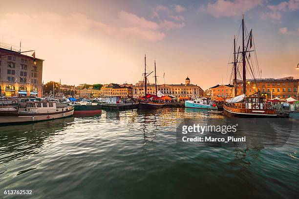 helsinki, port at sunset - finland stock pictures, royalty-free photos & images