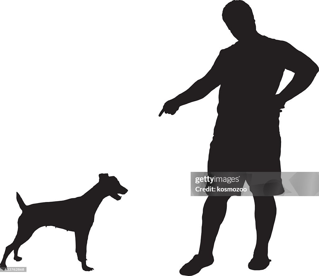 Men and fox terrier