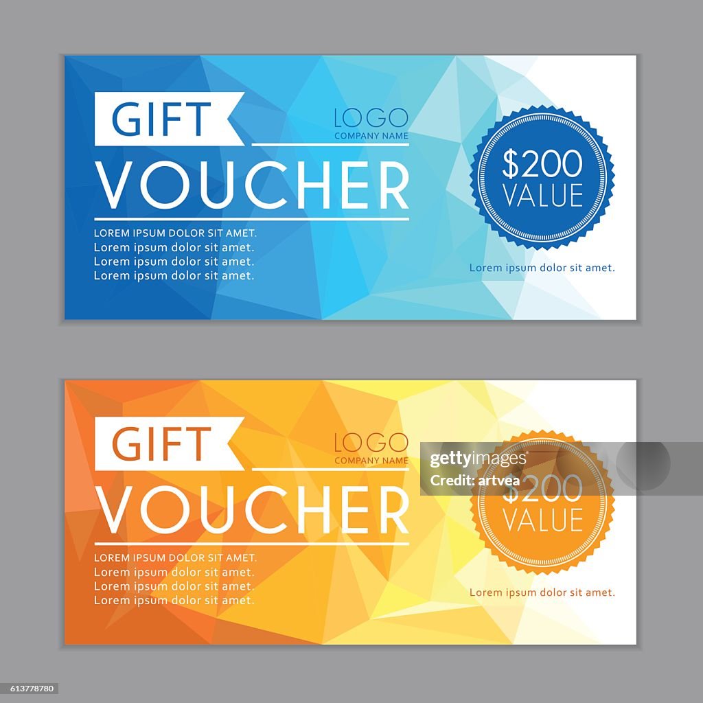 Modelo de Vouchers de Presente. Tamanho da sangria na proporção 214x99 mm.