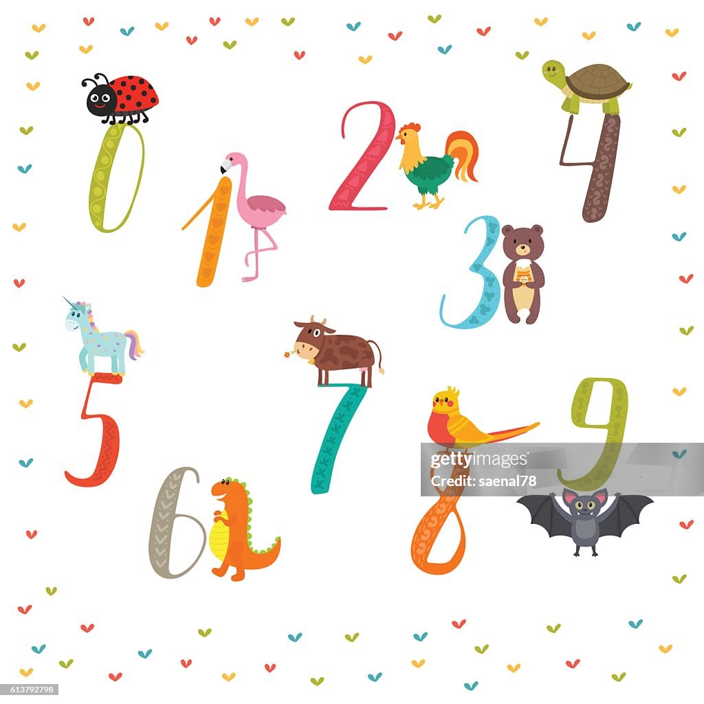 Cartoon Basic Counting Learn To Count Numbers Funny Cartoon Childish Illustration High-Res ...
