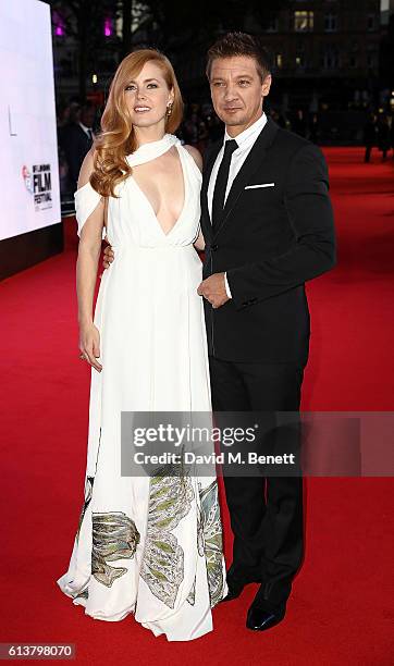 Amy Adams and Jeremy Renner attend the 'Arrival' Royal Bank Of Canada Gala screening during the 60th BFI London Film Festival at Odeon Leicester...