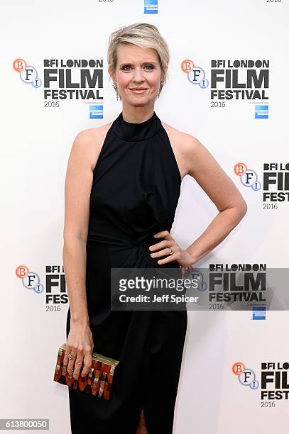 Actress Cynthia Nixon attends the 'A Quiet Passion' official competition screening during the 60th BFI London Film Festival at Embankment Garden...