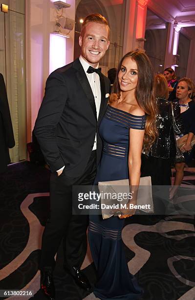 Greg Rutherford and Susie Verrill attend the Attitude Awards 2016 in association with Virgin Holidays at 8 Northumberland Avenue on October 10, 2016...