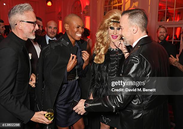 Patrick Cox, Skin, Jodie Harsh and David Furnish attend the Attitude Awards 2016 in association with Virgin Holidays at 8 Northumberland Avenue on...