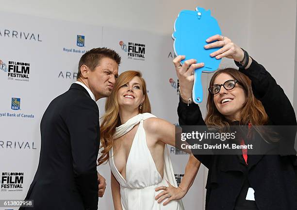 Jeremy Renner and Amy Adams attend the 'Arrival' Royal Bank Of Canada Gala screening during the 60th BFI London Film Festival at Odeon Leicester...