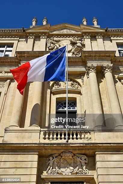 arles city hall at republic square with obelisk france europe - town hall square fotografías e imágenes de stock