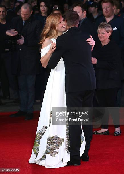 Amy Adams and Jeremy Renner attend the 'Arrival' Royal Bank Of Canada Gala screening during the 60th BFI London Film Festival at Odeon Leicester...