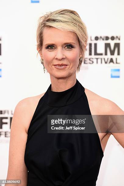 Actress Cynthia Nixon attends the 'A Quiet Passion' official competition screening during the 60th BFI London Film Festival at Embankment Garden...