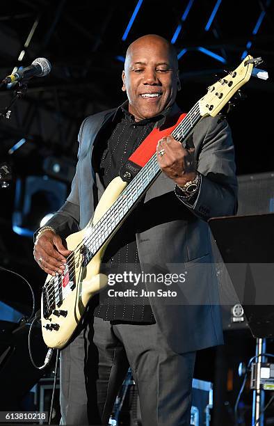 Musician Nathan East performs at the Tokyo Seaside Jazz Festival on October 10, 2016 in Tokyo, Japan.