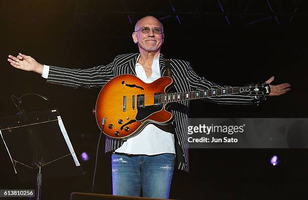 Musician Larry Carlton performs at the Tokyo Seaside Jazz Festival on October 10, 2016 in Tokyo, Japan.