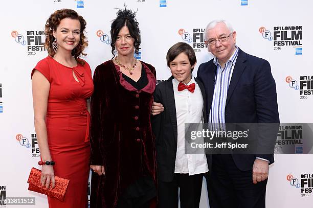 Actress Catherine Bailey, Executive Producer Andrea Gibson and her son and director Terence Davies attend the 'A Quiet Passion' official competition...