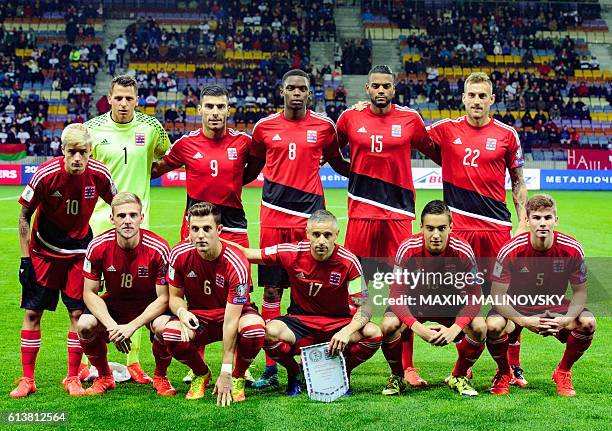 Luxembourg's Vincent Thill, goalkeeper Anthony Moris, Daniel Da Mota, Christopher Martins, Ricardo Delgado, Aurelien Joachim first row: Laurent Jans,...