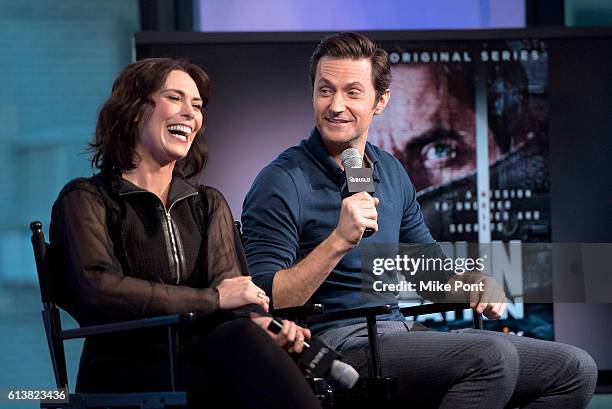 Michelle Forbes and Richard Armitage attend the Build Series to discuss "Berlin Station" at AOL HQ on October 10, 2016 in New York City.