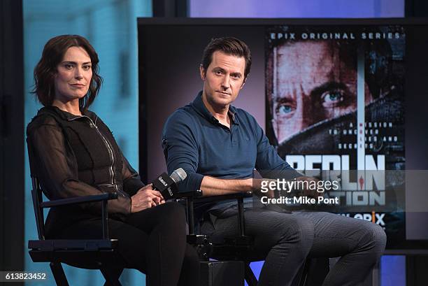 Michelle Forbes and Richard Armitage attend the Build Series to discuss "Berlin Station" at AOL HQ on October 10, 2016 in New York City.