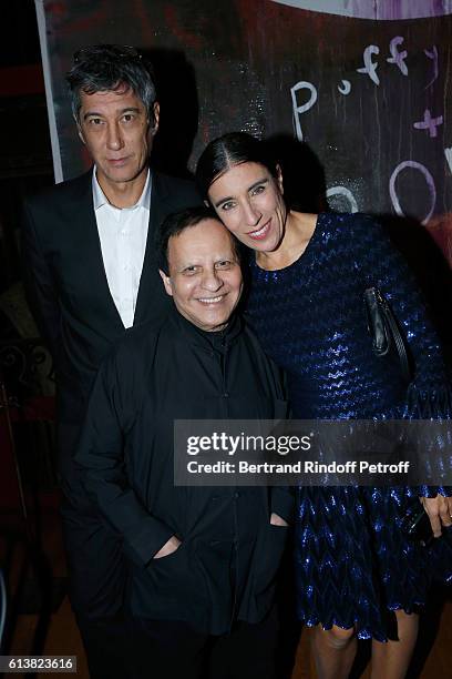 Azzedine Alaia standing between choreographer Blanca Li and her husband Etienne Li attend Azzedine Alaia presents his new Perfume "Alaia Eau de...