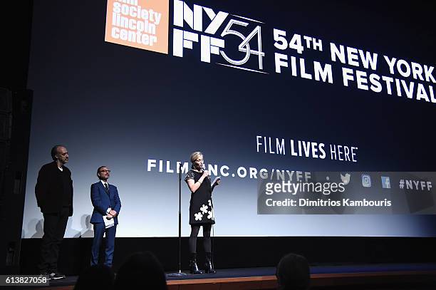 Diretor Alexis Bloom speaks onstage at "Bright Lights" Intro and Q&A at Alice Tully Hall, Lincoln Center on October 10, 2016 in New York City.