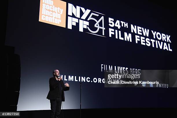 New York Film Festival director Kent Jones speaks onstage at "Bright Lights" Intro and Q&A at Alice Tully Hall, Lincoln Center on October 10, 2016 in...