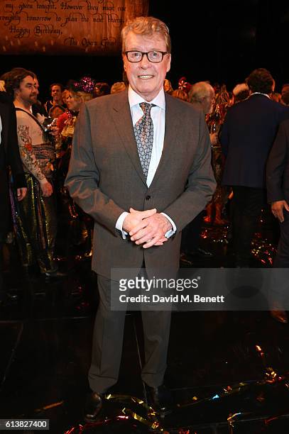 Original Phantom Michael Crawford poses onstage at "The Phantom Of The Opera" 30th anniversary charity gala performance in aid of The Music in...