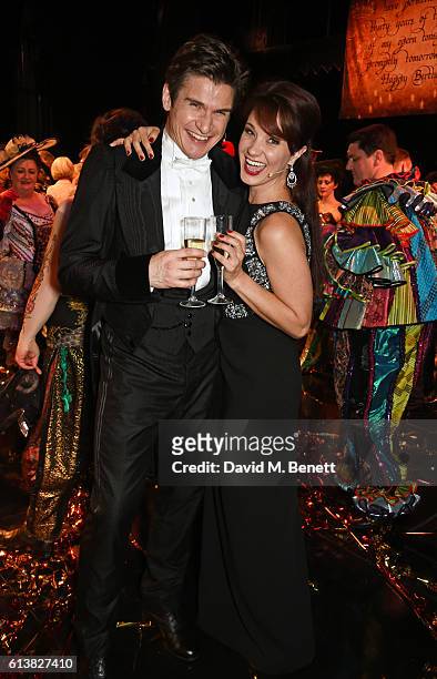 Gardar Thor Cortes and Sierra Boggess pose onstage at "The Phantom Of The Opera" 30th anniversary charity gala performance in aid of The Music in...