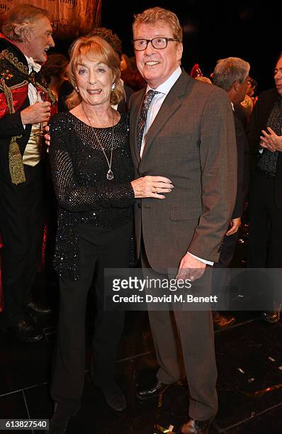 Dame Gillian Lynne and original Phantom Michael Crawford pose onstage at "The Phantom Of The Opera" 30th anniversary charity gala performance in aid...