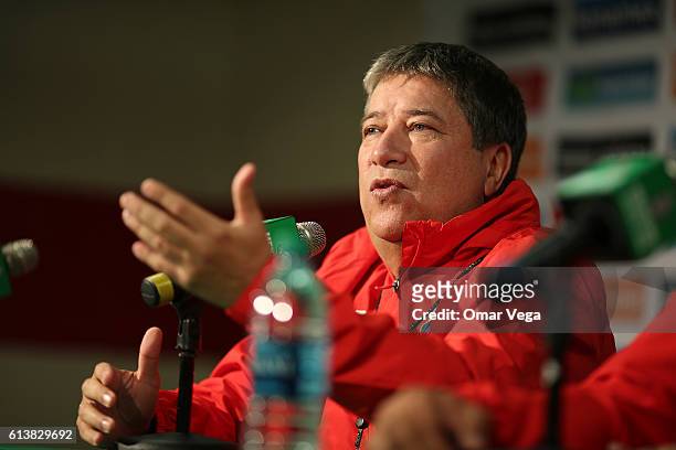 Panama Coach, Hernan Dario Gomez during a press conference at Toyota Park on October 10, 2016 in Bridgeview, Illinois, United States.