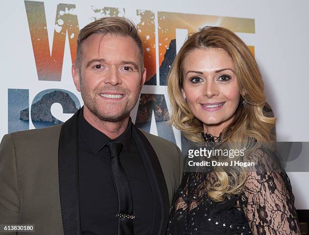 Darren Day and wife Stephanie Dooley attend the film premiere of "White Island" at Vue Piccadilly on October 10, 2016 in London, England.