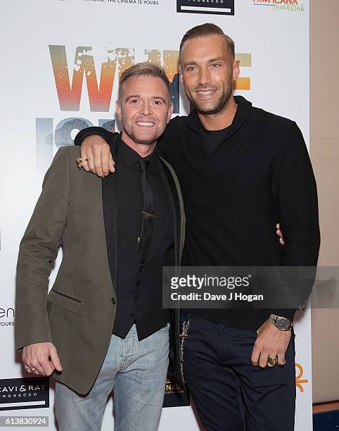 Darren Day and Calum Best attend the film premiere of "White Island" at Vue Piccadilly on October 10, 2016 in London, England.