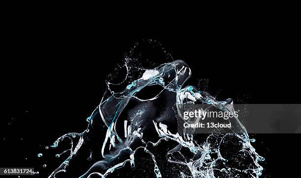water splash with black background - freeze motion stock-fotos und bilder