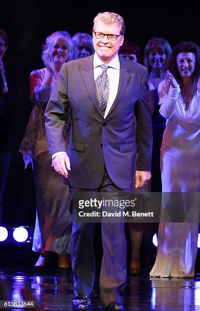 Original Phantom Michael Crawford bows onstage at "The Phantom Of The Opera" 30th anniversary charity gala performance in aid of The Music in...
