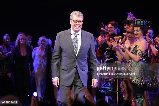 Original Phantom Michael Crawford bows onstage at "The Phantom Of The Opera" 30th anniversary charity gala performance in aid of The Music in...