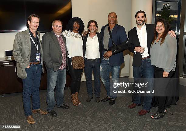 S Cass Scripps, APA's Jeff Hill, Tamara Johnson-Geroge "Taj" of SWV, APA's Steve Lassiter, former NFL players Eddie George, APA's William Lowery and...