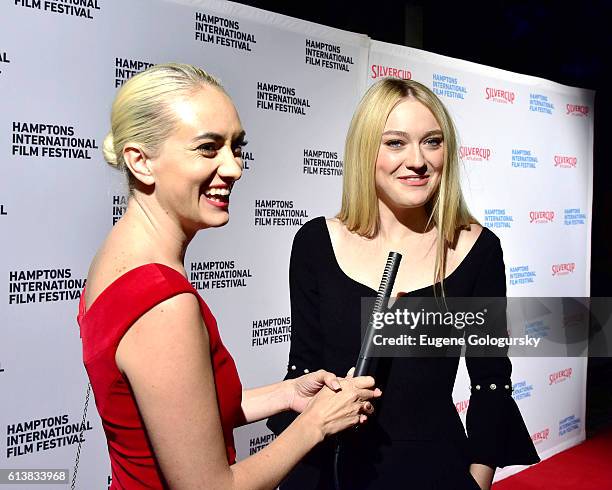 Dakota Fanning interviewed at the American Pastoral screening during the Hamptons International Film Festival 2016 at Guild Hall on October 10, 2016...