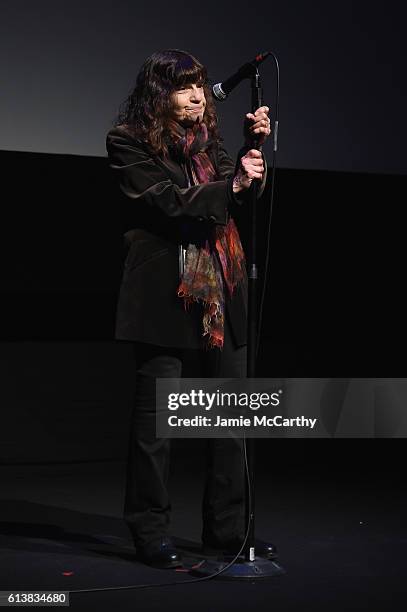 Amy Taubin speaks onstage at the 54th New York Film Festival - "My Entire High School" Premiere on October 10, 2016 in New York City.