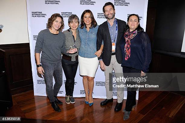 Stacey Reiss, Sharon Chang, Mariska Hargitay, Jason Janego, and Alexis Alexanian at the HIFF Awards at the East Hampton Library during the Hampton's...