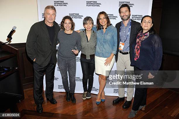 Alec Baldwin, Stacey Reiss, Sharon Chang, Mariska Hargitay, Jason Janego, and Alexis Alexanian at the HIFF Awards at the East Hampton Library during...
