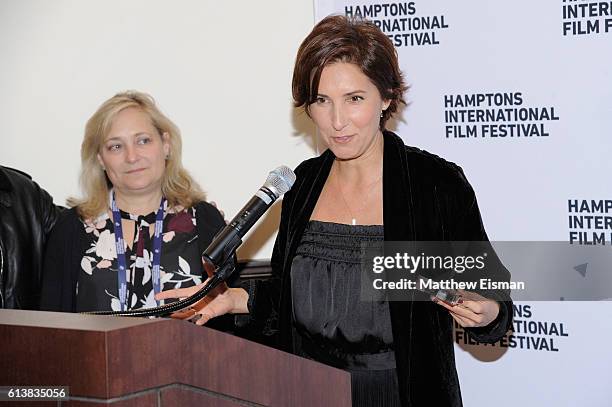 Margita Gosheva speaks with Julie Goldstein at the HIFF Awards at the East Hampton Library during the Hampton's International Film Festival 2016 on...