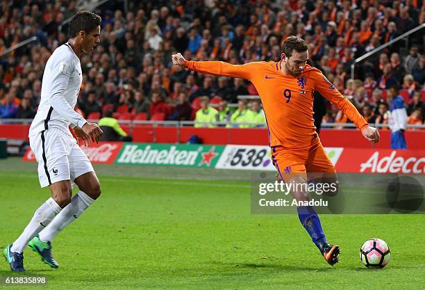 Vincent Janssen of the Netherlands in action during the FIFA 2018 World Cup Qualifier between The Netherlands and France at Amsterdam Arena on...