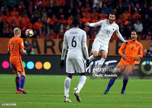 Antonie Griezmann of the Netherlands in action against Davy Pröpper of France during the FIFA 2018 World Cup Qualifier between The Netherlands and...