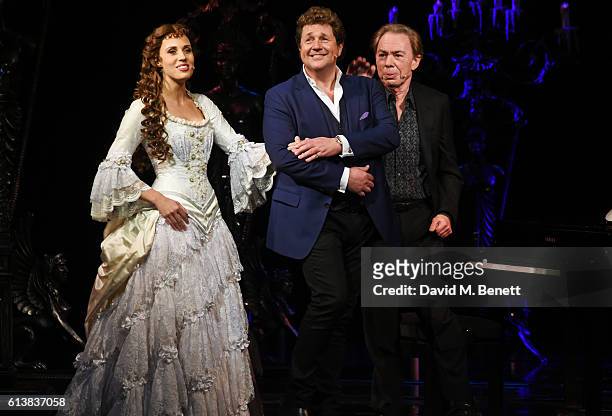 Celinde Schoenmaker, Michael Ball and Sir Andrew Lloyd Webber perform onstage at "The Phantom Of The Opera" 30th anniversary charity gala performance...
