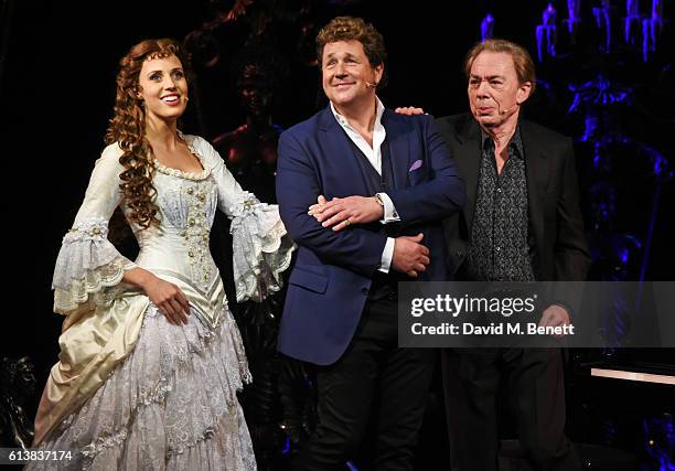 Celinde Schoenmaker, Michael Ball and Sir Andrew Lloyd Webber perform onstage at "The Phantom Of The Opera" 30th anniversary charity gala performance...