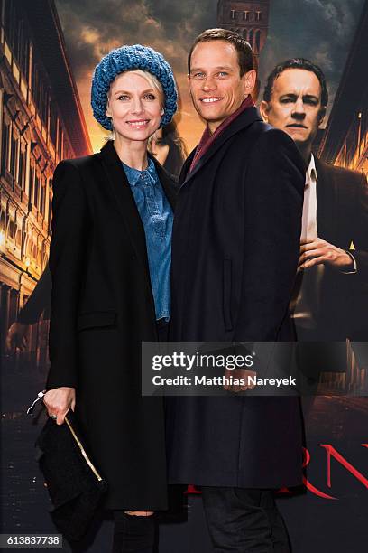 Masha Tokareva and Vinzenz Kiefer attend the German premiere of the film 'INFERNO' at Sony Centre on October 10, 2016 in Berlin, Germany.