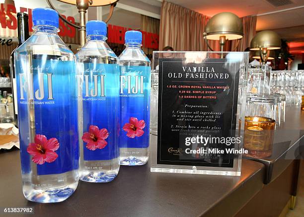 Fiji water is served during MEN'S FITNESS Celebrates the 2016 GAME CHANGERS at Sunset Tower Hotel on October 10, 2016 in West Hollywood, California.