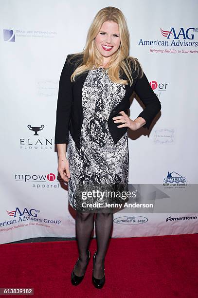 Megan Hilty attends Broadway Sniffs Out Cancer at The Public Theater on October 10, 2016 in New York City.