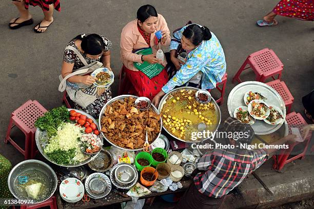 lunch for 3 - burmese people stock pictures, royalty-free photos & images