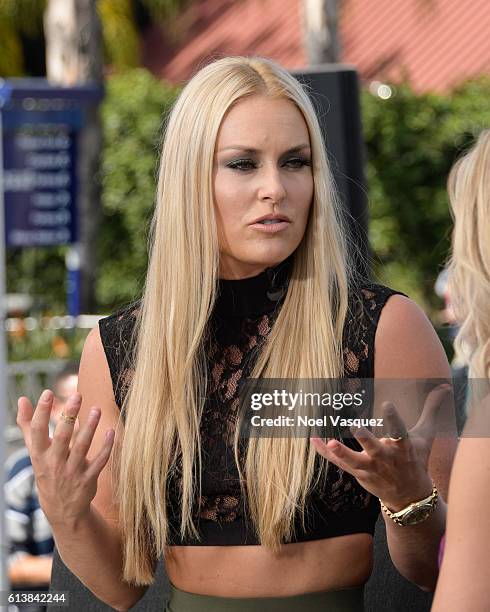 Lindsey Vonn visits "Extra" at Universal Studios Hollywood on October 10, 2016 in Universal City, California.