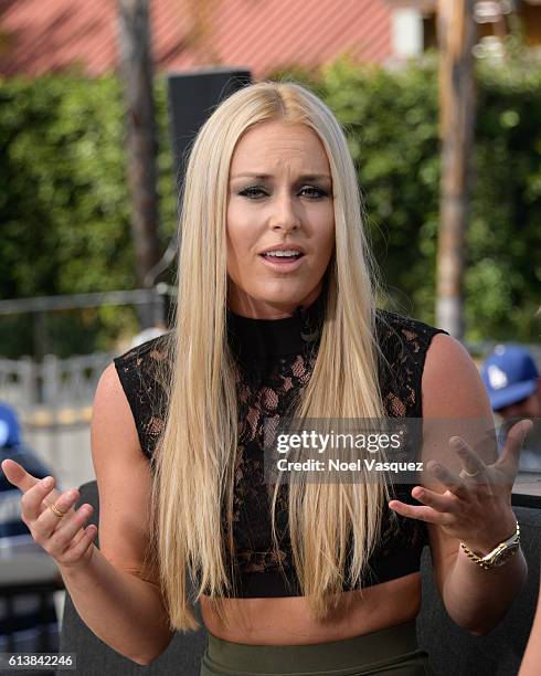 Lindsey Vonn visits "Extra" at Universal Studios Hollywood on October 10, 2016 in Universal City, California.