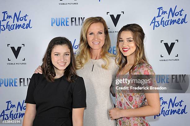 Korie, Bella, and Sadie Robertson attend the "I'm Not Ashamed" Movie Premiere at the historic Belcourt Theater on October 10, 2016 in Nashville,...