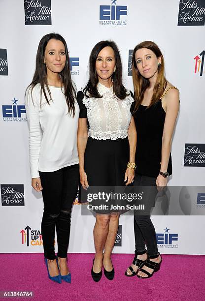 Emily Levine, Susan Levine and Natalie Boren attend Saks Fifth Avenue celebrates Key To The Cure at Mr Chow on October 10, 2016 in Beverly Hills,...
