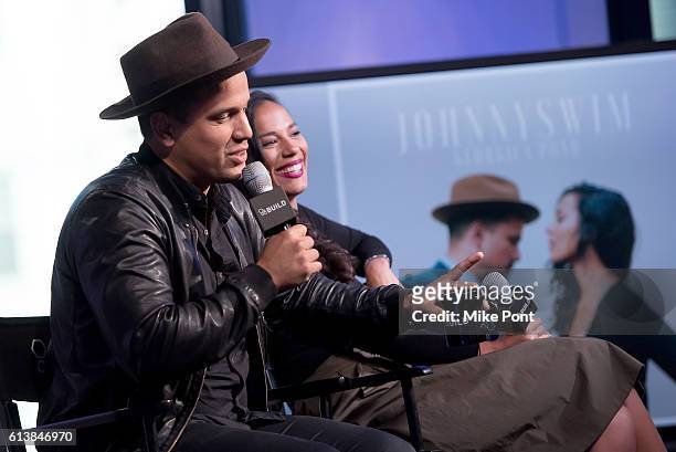 Musicians Abner Ramirez and Amanda Sudano of Johnnyswim attend the Build Series at AOL HQ on October 10, 2016 in New York City.