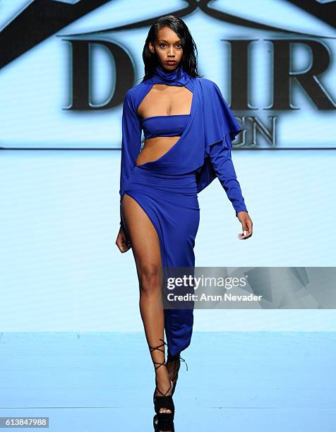 Model walks the runway wearing Dair by Odair Pereira at Art Hearts Fashion Los Angeles Fashion Week presented by AIDS Healthcare Foundation on...